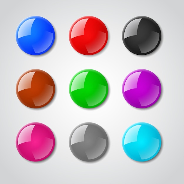 Бесплатное векторное изображение Набор цветных булавок магнитов.