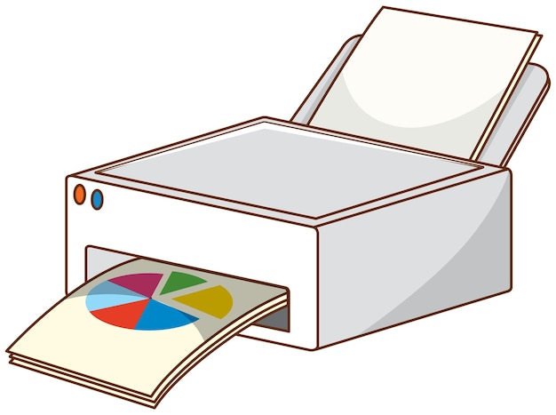 Color printer machine on white background