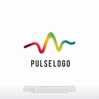 색상 펄스 로고 디자인 템플릿, 다채로운 펄스 비트 로고 기호