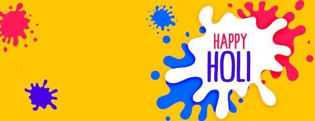 Color splashes for happy holi festival banner