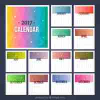 Free vector colored 2017 calendar in polygonal style