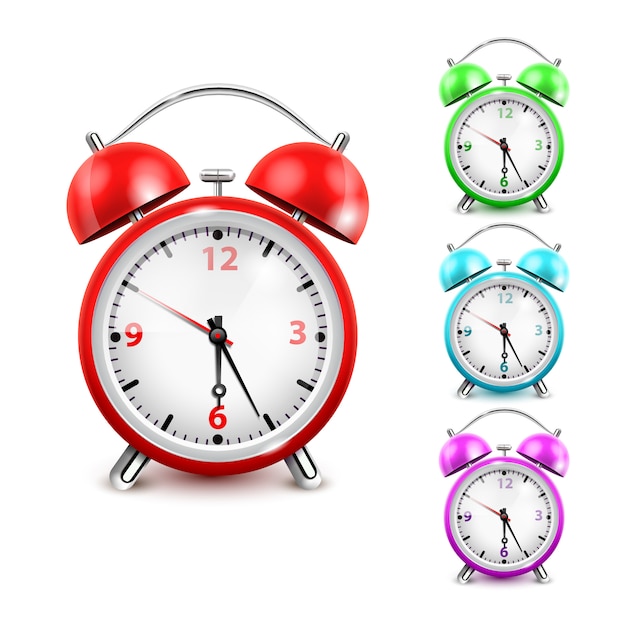 Colored alarm clock icon set 