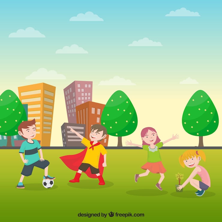 Free Vector colored background of happy children playing