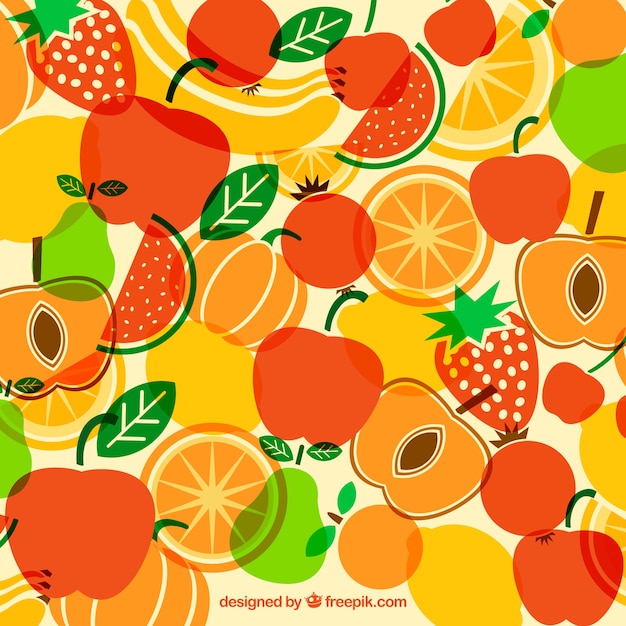 様々な果物と色の背景