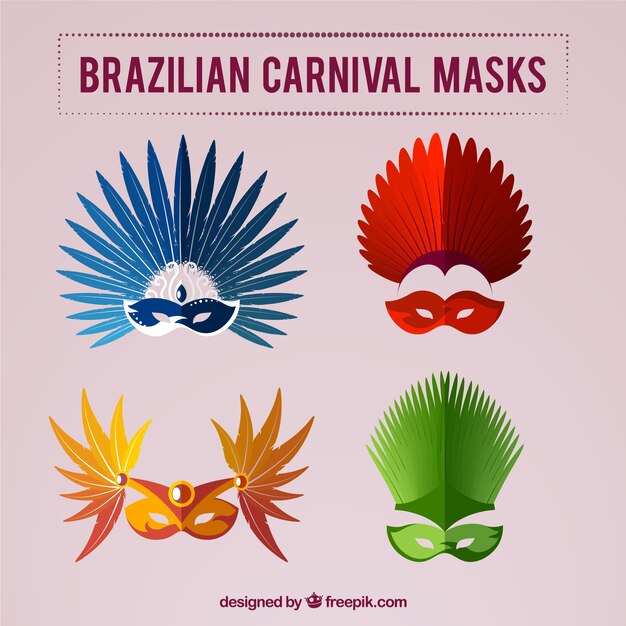 Free vector colored brazilian carnival masks