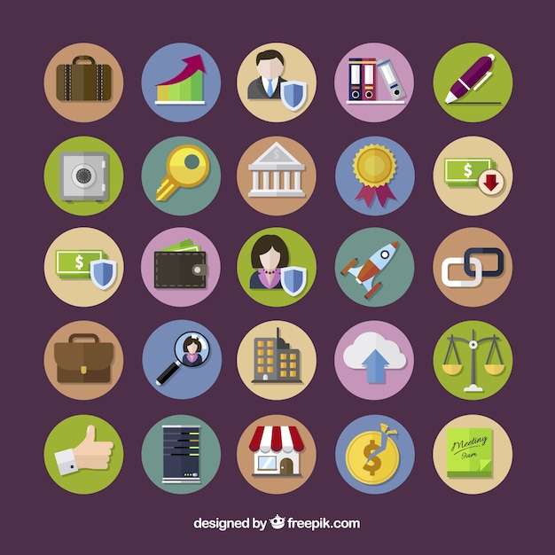 Colored business icons collection