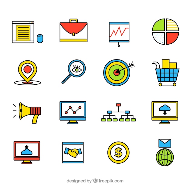 Colored business icons