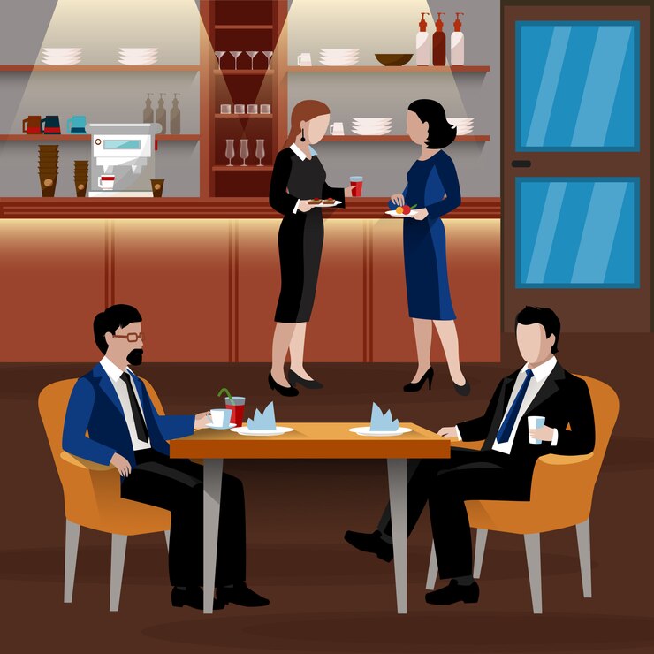 Free Vector colored business lunch people composition