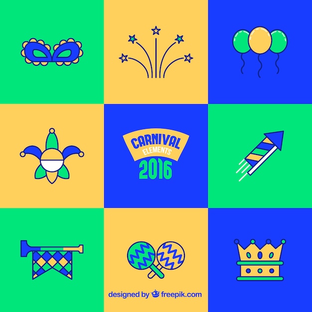 Free vector colored carnival icons