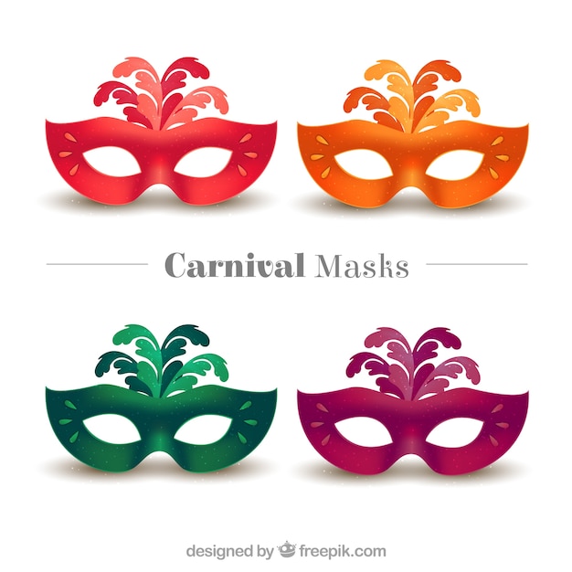 Colored carnival masks pack