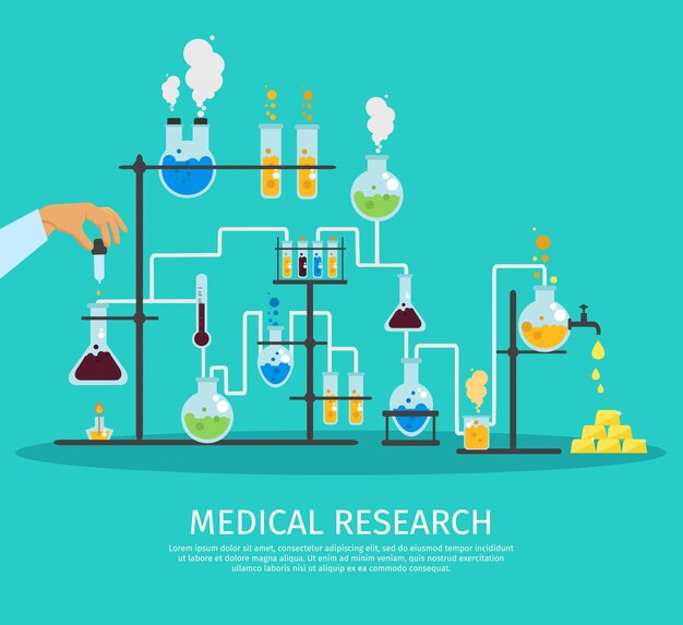 Colored Chemistry Lab Flat Illustration