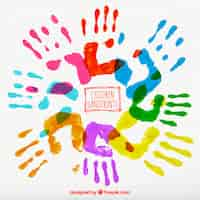 Free vector colored children handprints