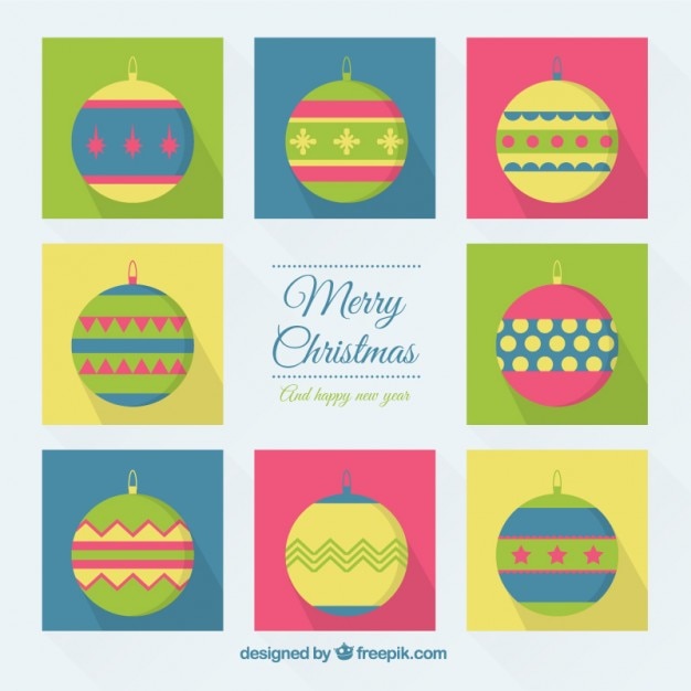 Free vector colored christmas balls collection