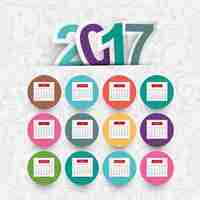 Vettore gratuito colorful 2017 calendar