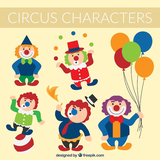 Colored circus characters