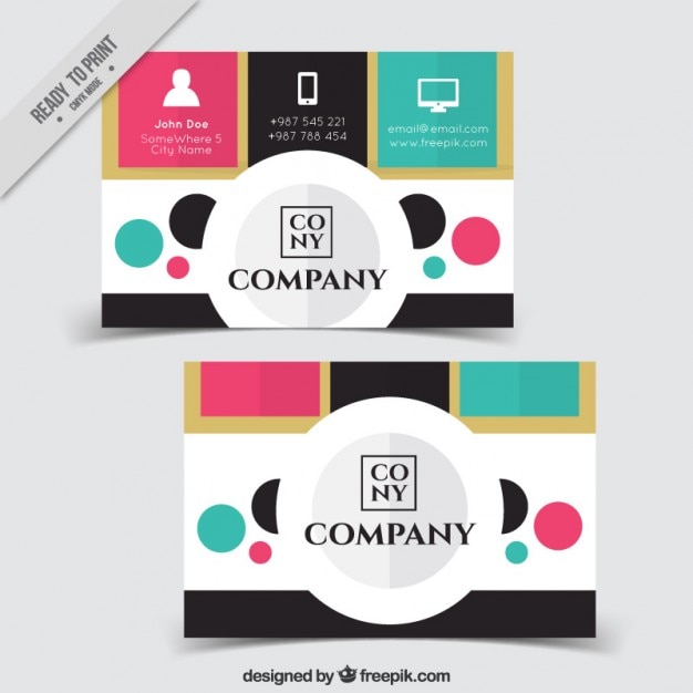 Colored corporative card with circles