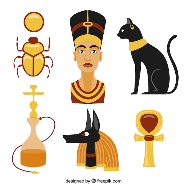 Free vector colored egypt culture elements