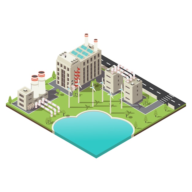 Free vector colored factory territory isometric