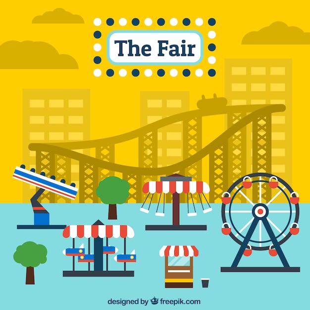 Free vector colored fair amusement rides