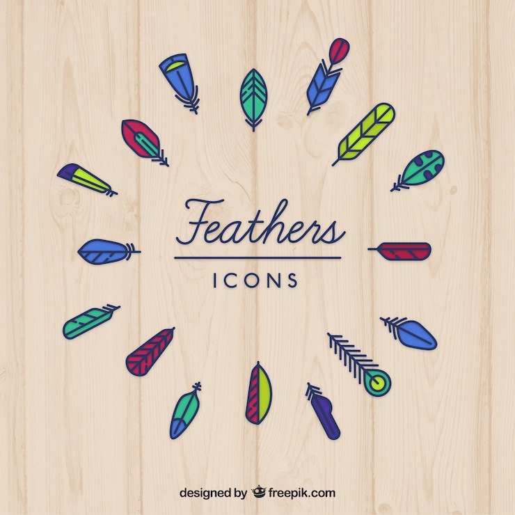 Free Vector colored feather icons