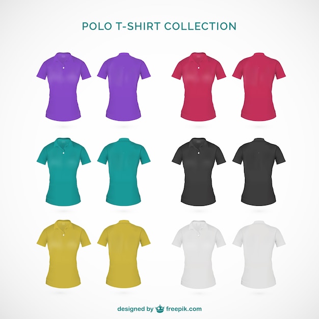 Free vector colored female polo t-shirt set