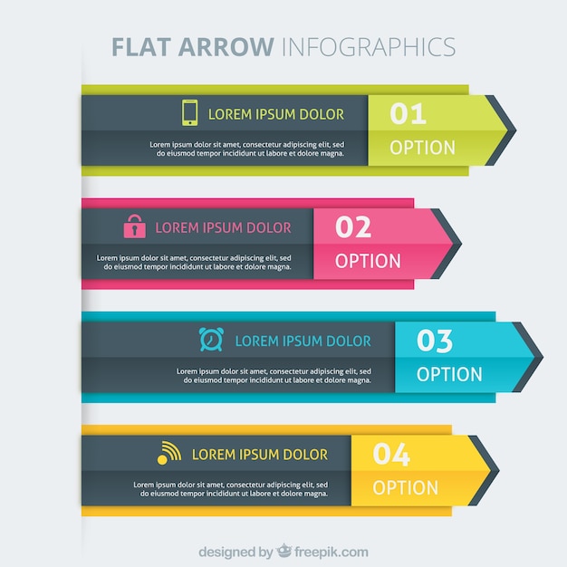 Modelli infographic freccia piatta colorate