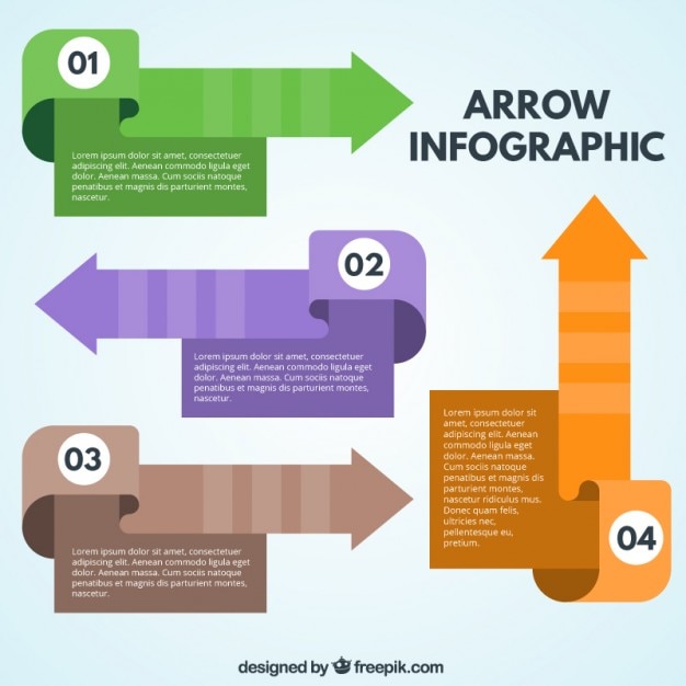 Colored flat arrows for infographic