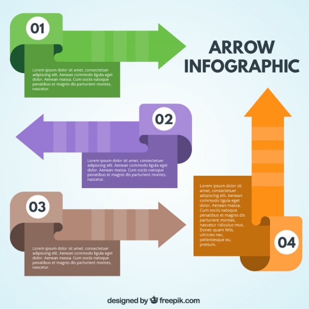 Vettore gratuito frecce piatti colorati per infografica