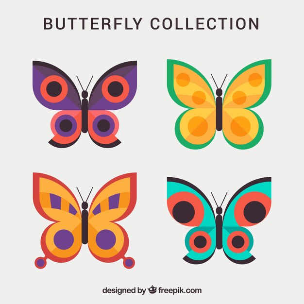 Colored flat butterflies pack 