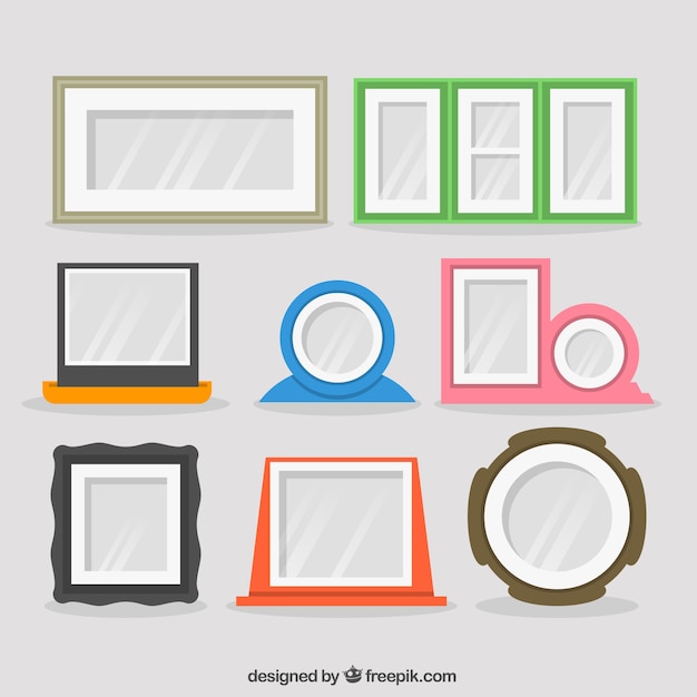 Free vector colored flat decorative frames