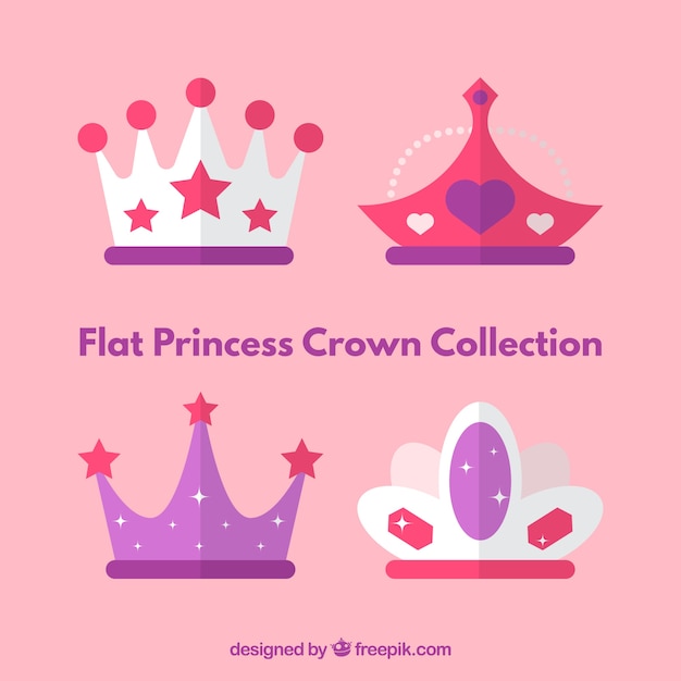 Free vector colored flat princess crowns