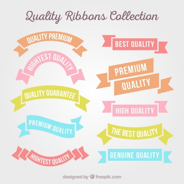 Free vector colored flat quality ribbon collection