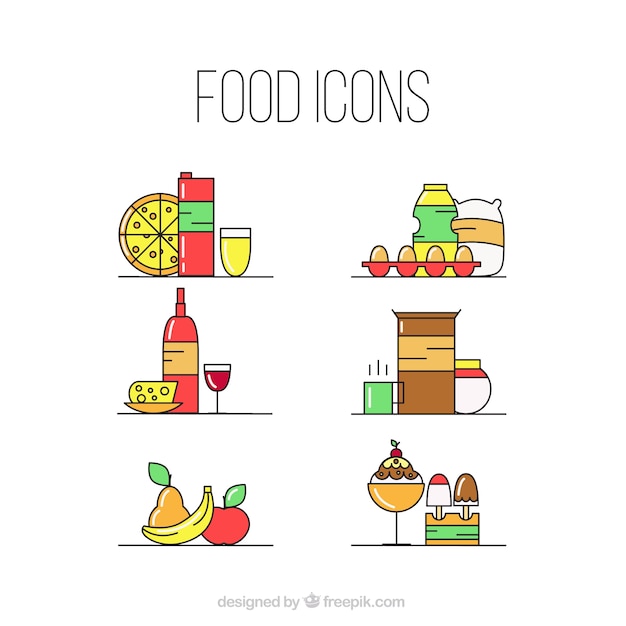 Free vector colored food icons