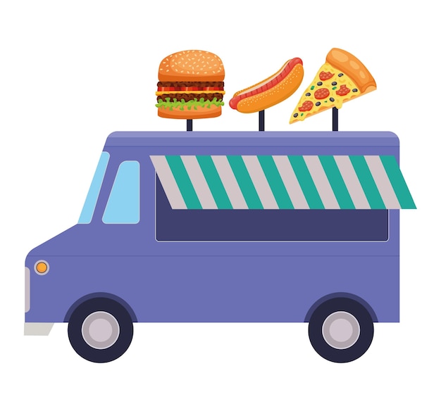 Free vector colored food truck