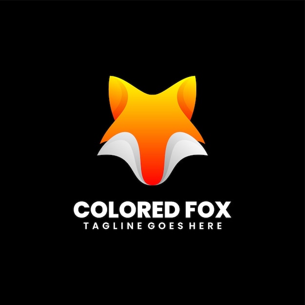 Free vector colored fox illustration logo design colorful