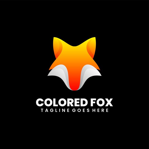 Colored fox illustration logo design colorful
