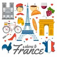 Free vector colored france elements