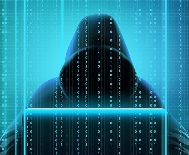 Цветной хакерский код реалистичная композиция с человеком создает коды для взлома и кражи информации векторной иллюстрации