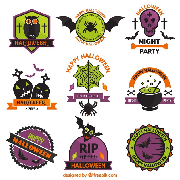 colored halloween badges