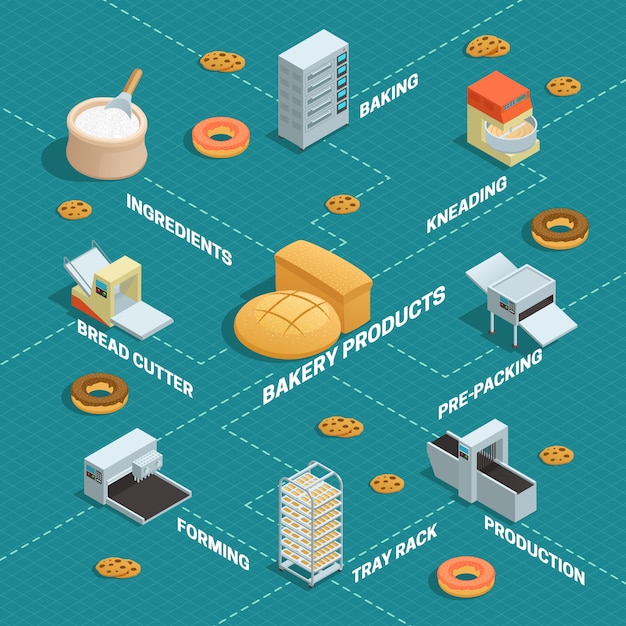 Colored infographic of bakery factory 