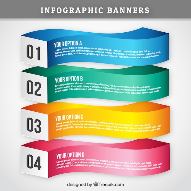 Бесплатное векторное изображение Цветные инфографики баннеры