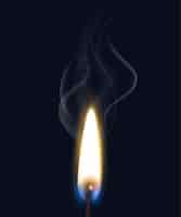 Бесплатное векторное изображение Цветные изолированные реалистичные горения пламени дымовой композиции с реалистичной спичкой пламени на черном фоне иллюстрации