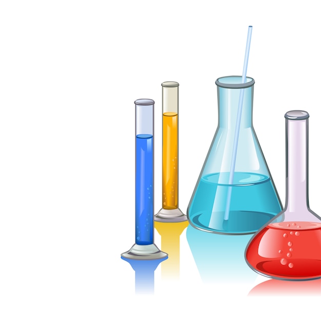 Colored laboratory flasks glassware