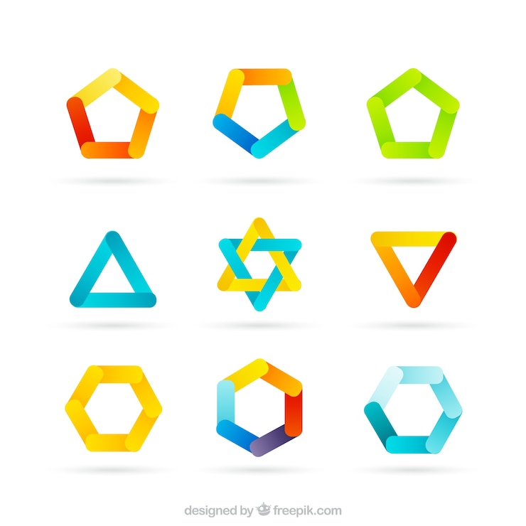 Free Vector colored logos in geometric style