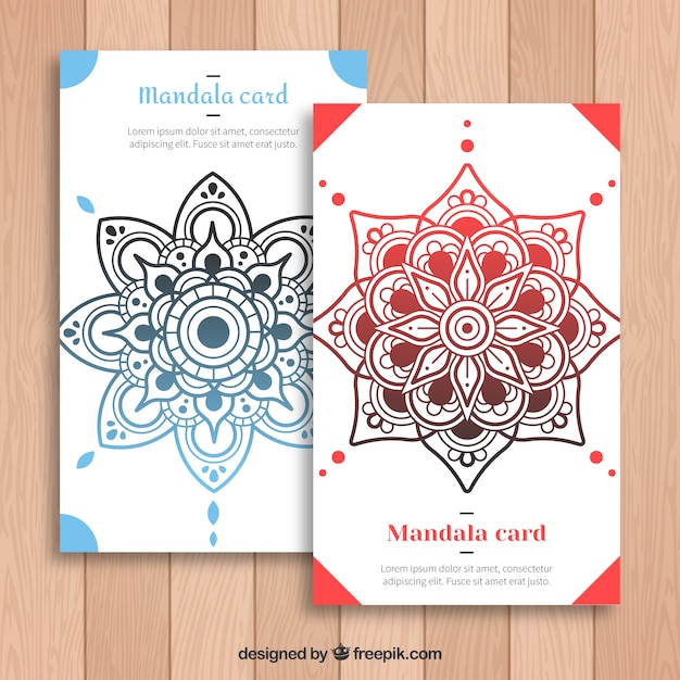 Free vector colored mandala cards