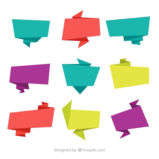 Free vector colored origami banners set