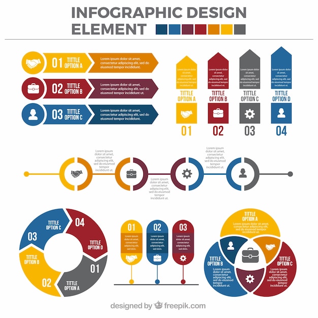 Free vector colored pack of flat infographic elements