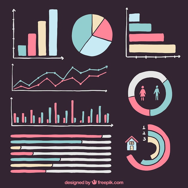 손으로 그린 infographic 차트의 컬러 팩