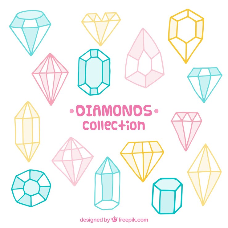 Free Vector colored pack of hand-drawn precious gems