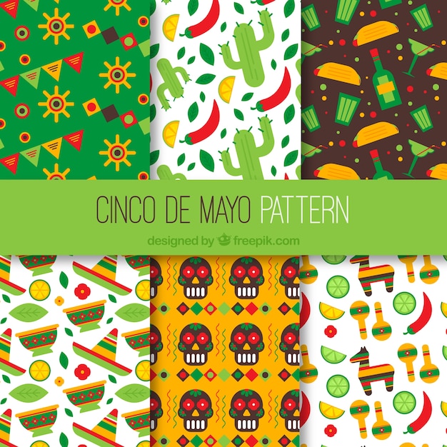 Free vector colored patterns ready for cinco de mayo